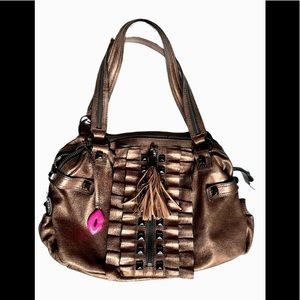 Betsey Johnson Hobo All Frills Bronze Leather Bag